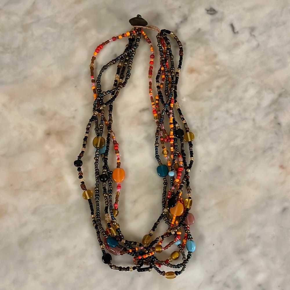 Beautiful-Multi-Strand-Multi-Colored Beads-Necklace-22”